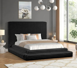 Mariah Black Platform Bed - Queen, King