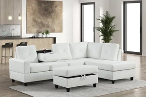 Rocket White PU Reversible Sectional