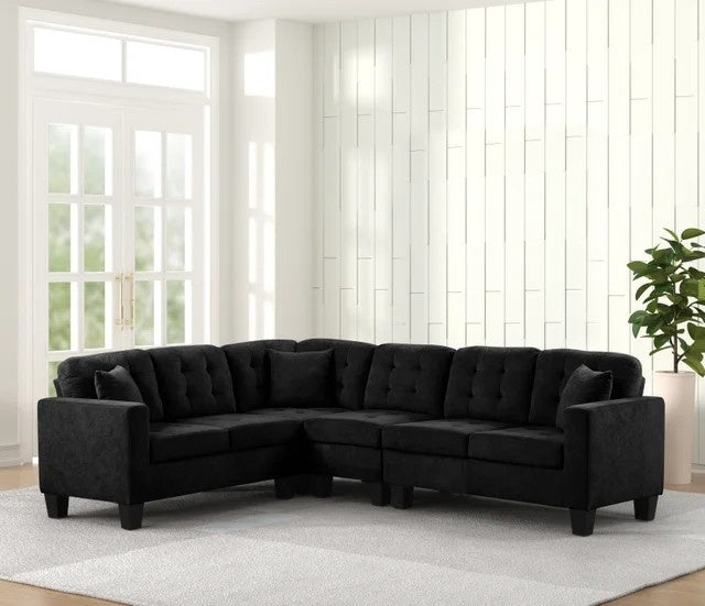 Logan2 Black - (Performance Fabric) Reversible Sectional