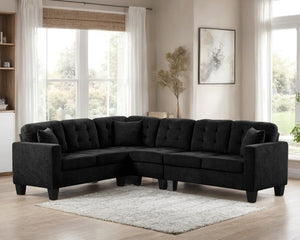 Logan2 Black - (Performance Fabric) Reversible Sectional