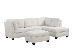 Sienna Boucle Sectional with Ottoman Set