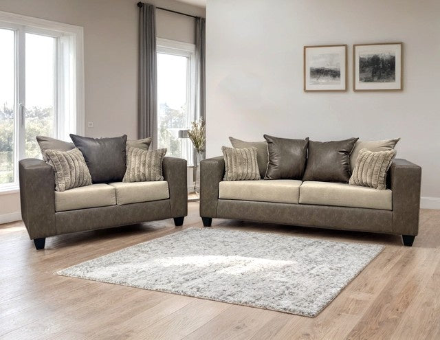 110-2PC LATTE - Sofa and Loveseat Set