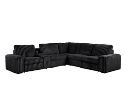 Amelia Onyx Power Reclining Sectional (w/ Bluetooth Speakers)