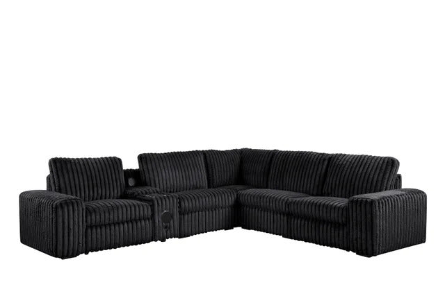 Amelia Onyx Power Reclining Sectional (w/ Bluetooth Speakers)