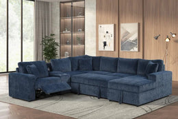 Hunter Blue Sectional (W/ Bluetooth Speaker & Pull-Out Bed)