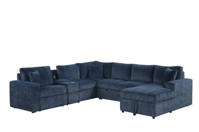 Hunter Blue Sectional (W/ Bluetooth Speaker & Pull-Out Bed)