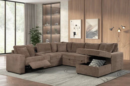 Hunter Mocha Sectional (W/ Bluetooth Speaker & Pull-Out Bed)