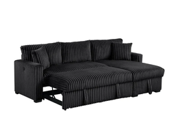 Aria Black Sectional With Pull-Out Bed & Storage Chaise