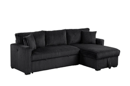Aria Black Sectional With Pull-Out Bed & Storage Chaise
