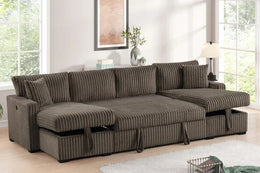 July Mocha Double Storage Chaise Sectional (w/ Pull Out Bed) **NEW ARRIVAL**
