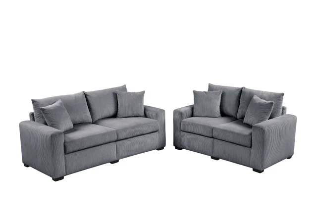 HH1123 Black - Sofa & Loveseat Set **NEW ARRIVAL**