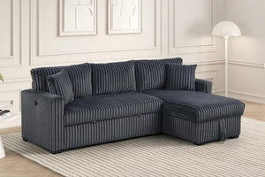 Aria Charcoal Sectional With Pull-Out Bed & Storage Chaise **NEW ARRIVAL**