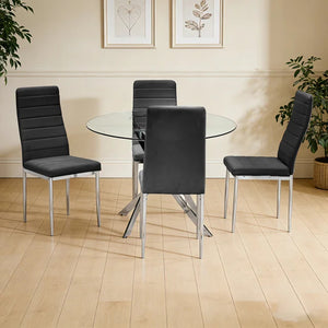 D106 Glass Table with 4 Chairs - NEW ARRIVAL