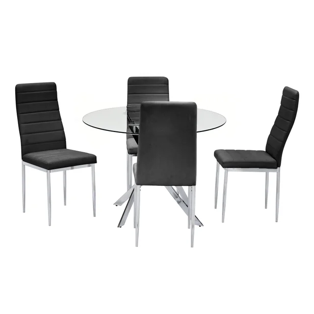 D106 Glass Table with 4 Chairs - NEW ARRIVAL
