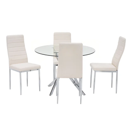 D106 Glass Table with 4 Chairs - NEW ARRIVAL