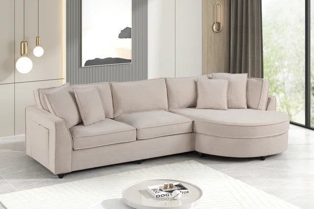 Elva Beige Sectional (w/ Reversible Chaise) **NEW ARRIVAL**