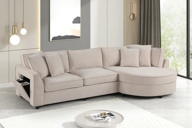 Elva Beige Sectional (w/ Reversible Chaise) **NEW ARRIVAL**