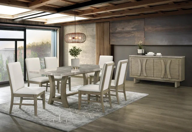ROCO - (GENUINE MARBLE) Table & 6-Chairs **NEW ARRIVAL**