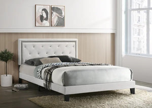 Passion White Velvet Platform Bed - King